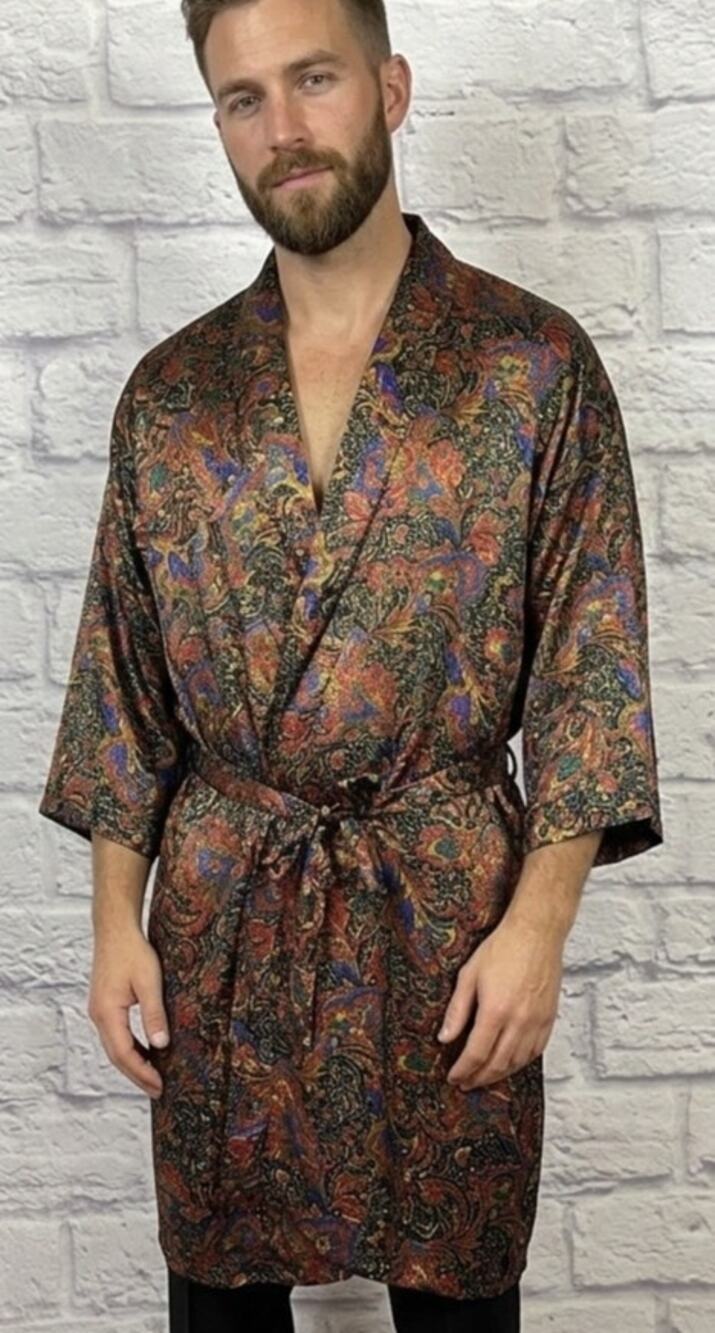 Vintage Frederick's of Hollywood Men's Paisley Satin Robe